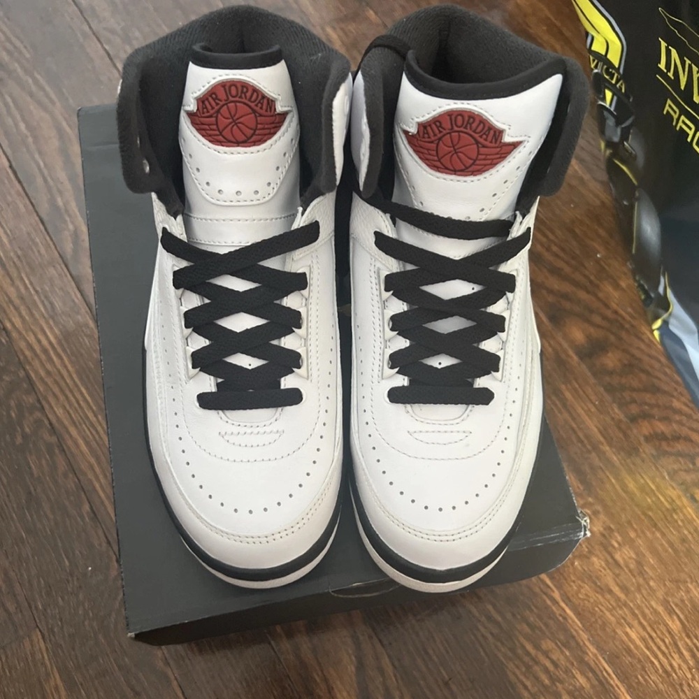 Jordan Men's Athletic Shoes - White, Black, and Red